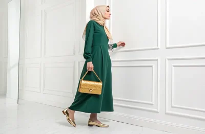 استایل سبز زمردی و طلایی