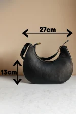 عکس ابعاد کیف دوشی مدل قایقی طول 27 سانتی متر و ارتفاع 13 سانتی متر