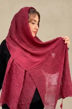 شال نخی پلیسه طرح کلاسیک (منگوله‌دار) - تصویر 4