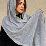 شال بافتنی رنگ طوسی ملانژ زنانه