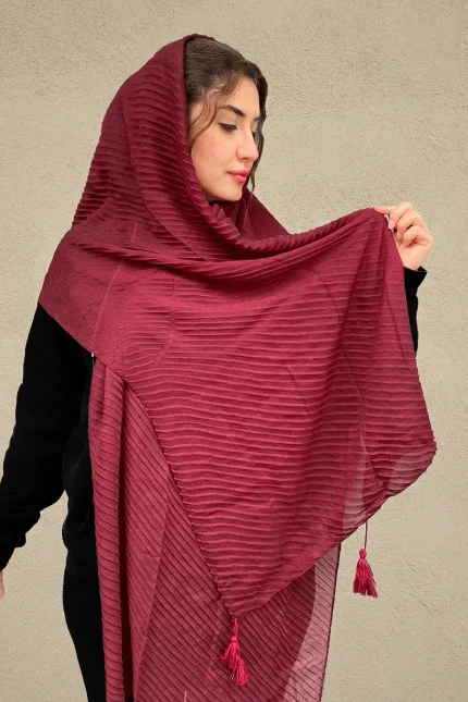شال نخی پلیسه جگری تیره