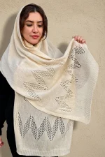 نمای بافت توری و جناغی شال بافتنی