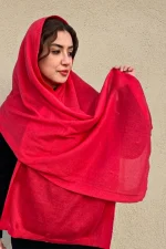 مدل شال بافتنی زنانه رنگ قرمز قواره بلند