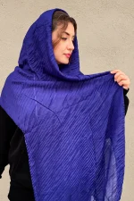 شال نخی پلیسه آبی کاربنی شیک
