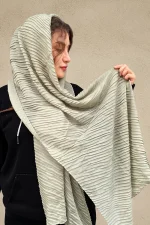 شال نخی پلیسه سبز سدری روشن