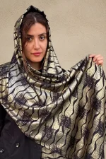 خرید شال مجلسی لمه طلایی براق (طلاکوب) مناسب مهمانی و عروسی