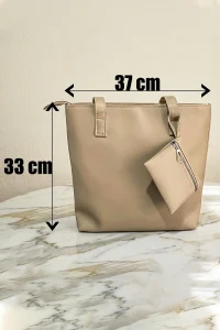 ابعاد 33x37 سانتی‌متری کیف دستی زنانه کرم رنگ