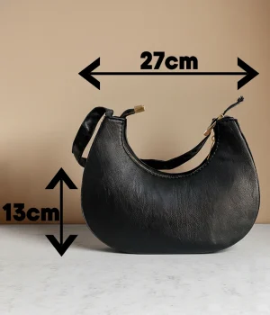 عکس ابعاد کیف دوشی مدل قایقی طول 27 سانتی متر و ارتفاع 13 سانتی متر